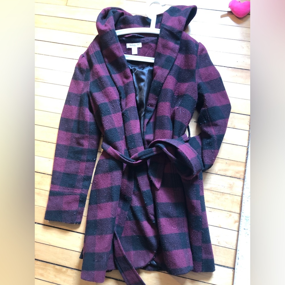 Motherhood maternity belted wrap coat